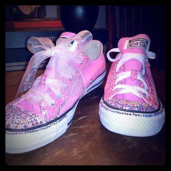 blinged out white converse